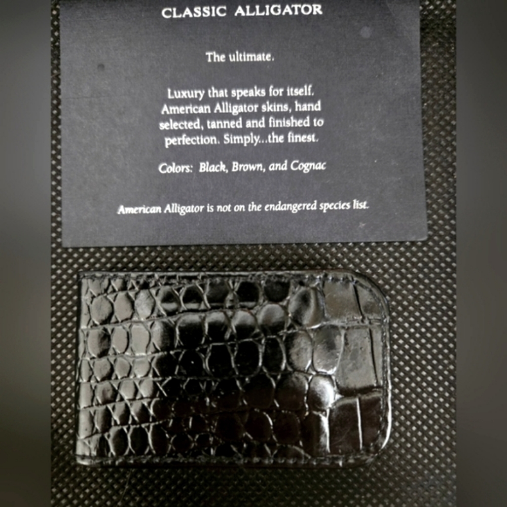 Abas/Neiman's Magnetic Money Clip in Genuine American Alligator w Original Box